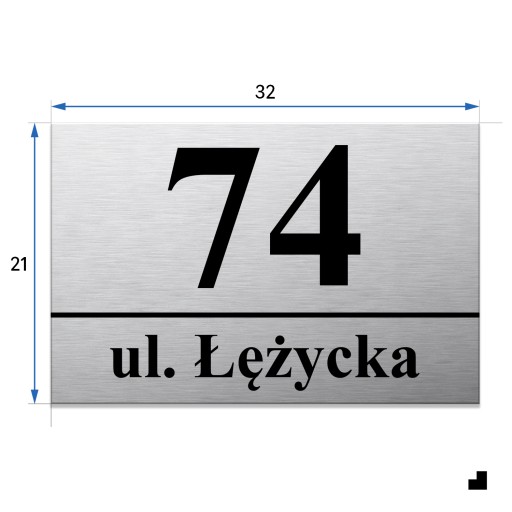 АДРЕСНАЯ ТАБЛИЧКА С НОМЕРОМ ДОМА С НОМЕРОМ ДОМА 32x21 см, серебряные ШПИЛЬКИ
