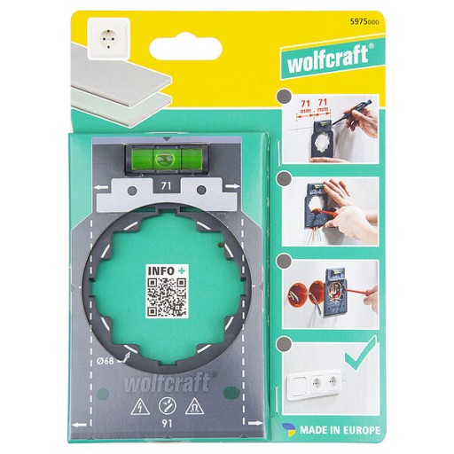 WOLFCRAFT Шаблон уровня для монтажа розеток и выключателей + Карандаш