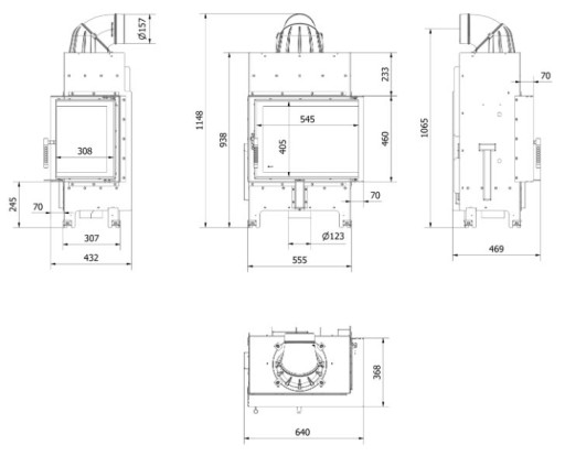 Каминная топка правая угловая EKO FLOKI P BS BLACK LUFTY FRAME SET