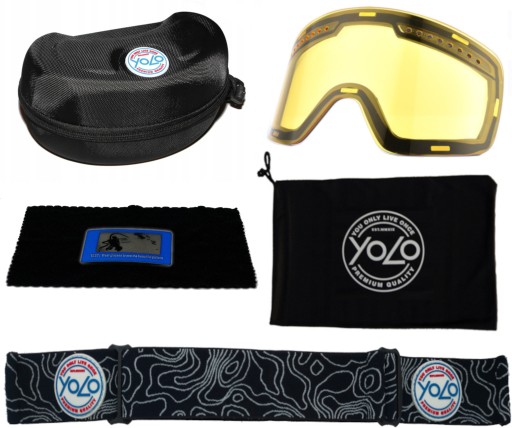 GOGLE SNOWBOARDOWE YOLO POLARYZACJA 2 SZYBY FULL ZESTAW ZIELONE ANTI FOG