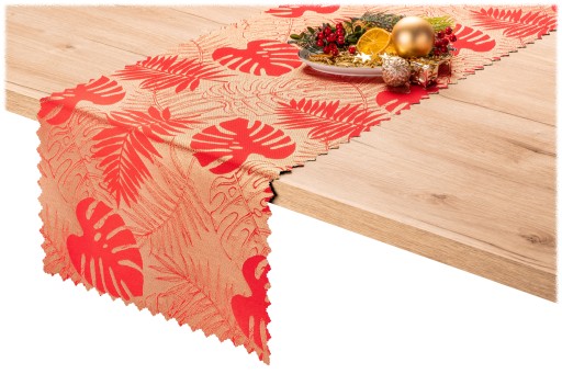 bieżnik DWUSTRONNY 40x120 DWUSTRONNY ZŁOTY czerwony Monstera