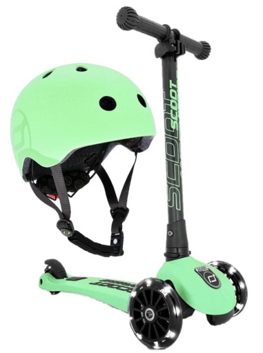 СКУТЕР SCOOTANDRIDE Kiwi Складной самокат Highwaykick на 3 колеса со светодиодной подсветкой + шлем S-M 3+