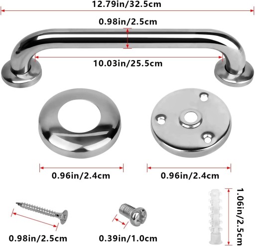 2SZT UCHWYT ŁAZIENKOWY PORĘCZ DLA NIEPEŁNOSPRAWNYCH POD PRYSZNIC 30CM