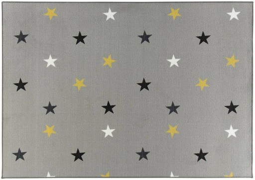 DYWAN SZARO ŻÓŁTY DO POKOJU DZIECI W GWIAZDKI NA FILCU STARS 200x250 cm