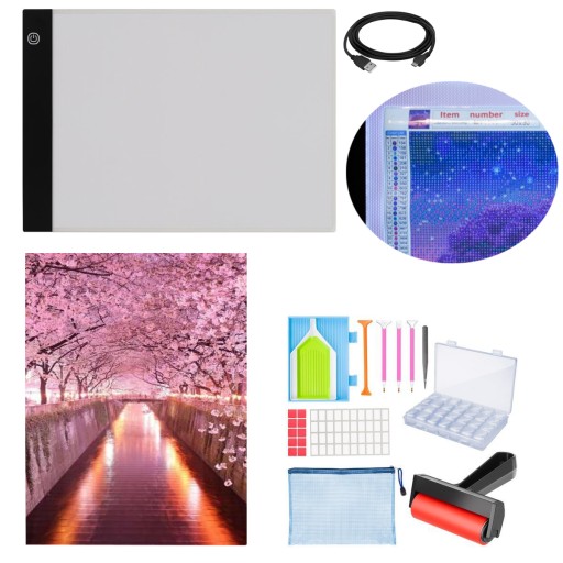 TABLICA LED Z AKCESORIAMI + HAFT DIAMENTOWY ALEJA