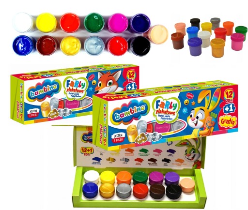 Плакатные краски 12 цветов + 1 бесплатная 20 мл Bambino