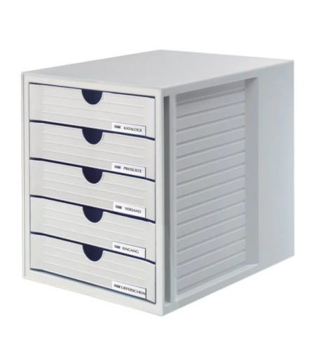 Комплект из 5 ящиков han system-box, полистирол, А4, серый