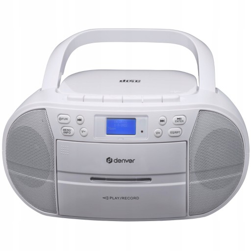 Бумбокс Радио CD ДЕНВЕР кассеты DAB+ FM AUX USB BT БЕЛЫЙ Подарок на первое причастие