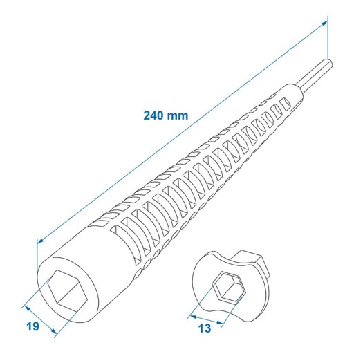 PRZEDŁUŻENIE KLUCZA PODPORY PRZYCZEPY 19mm/13mm WYSOKIEJ JAKOŚCI