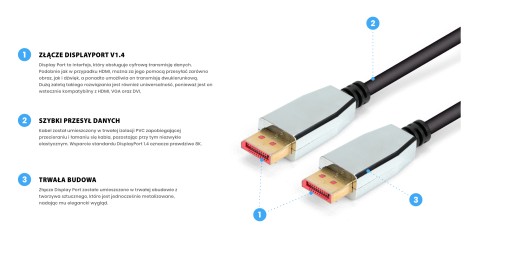 KABEL DISPLAY PORT DISPLAYPORT DP 1.4 8K 4K DSC