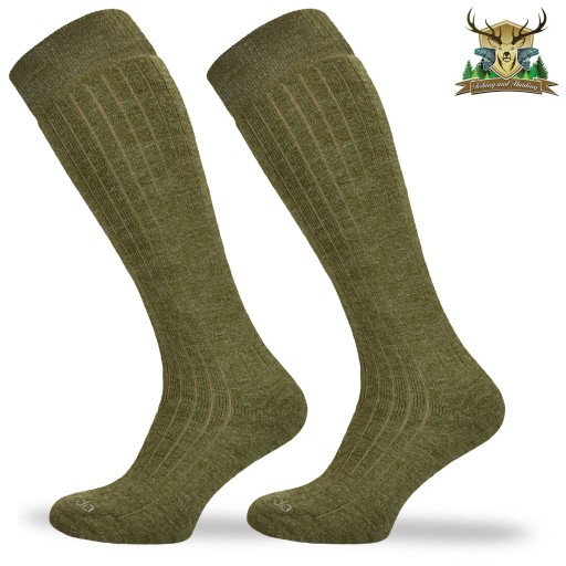 Zimowe skarpety wędkarskie - podkolanówki - khaki