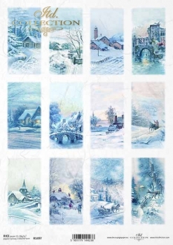 PAPIER RYŻOWY do decoupage A4 r1497 zimowe widoki