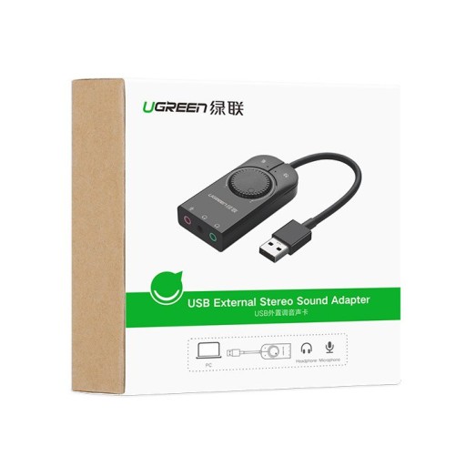 UGREEN USB ЗВУКОВАЯ КАРТА НАУШНИКИ МИКРОФОН 15 СМ