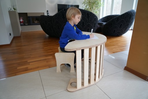 Bujak Drewniany Montessori Duży XL Składany Biurko Stół Krzesło Lakierowany