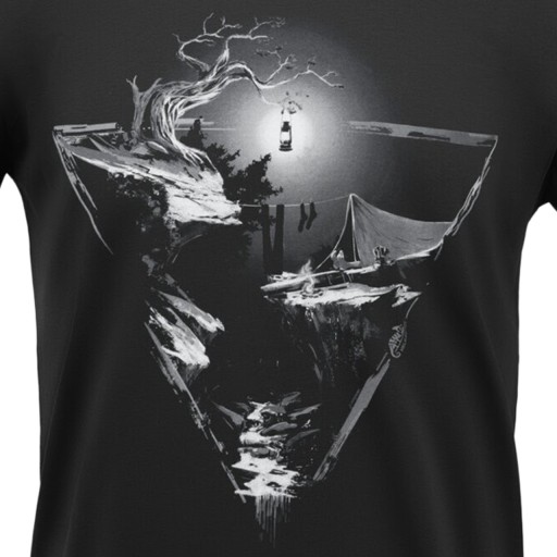 KOSZULKA MĘSKA BAWEŁNIANA T-SHIRT HELIKON NIGHT VALLEY NA CO DZIEŃ CZARNA