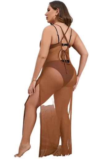SHEIN ПЛЯЖНАЯ ТУНИКА КОРИЧНЕВАЯ ПЛЮС РАЗМЕР 52 VBG