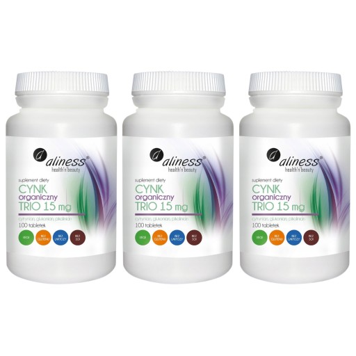 3x Aliness Cynk Organiczny Trio 15 mg