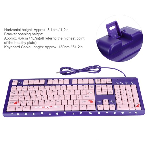 USB-клавиатура, проводная, ультратонкая, милый мультфильм, для домашнего офиса, ноутбука, компьютера и