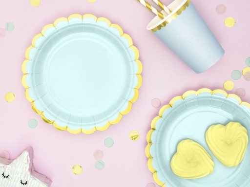 Talerzyki papierowe MIĘTOWE 18 cm 6 szt na urodziny roczek baby shower