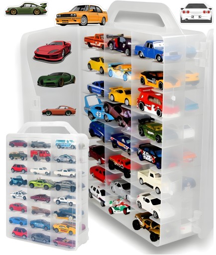 Чемодан для автомобилей Spring Springs Hot Wheels Cars 48 мест, двусторонний + наклейки