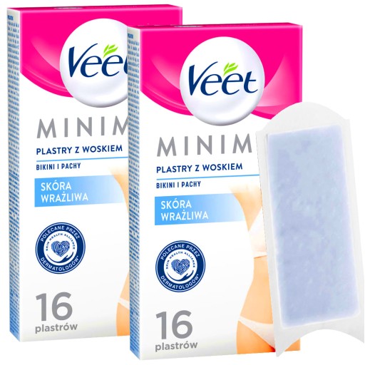 Plastry do Depilacji VEET MINIMA Pachy Bikini NAWILŻONA JĘDRNA SKÓRA 16 szt