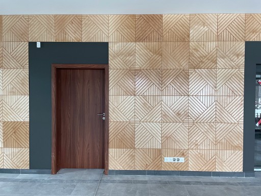 Rombis- panel ścienny drewniany 3D Czarny-Prawy