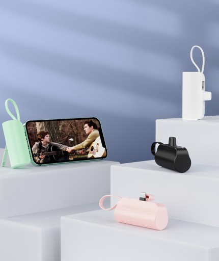 ПОРТАТИВНОЕ ЗАРЯДНОЕ УСТРОЙСТВО MINI POWER BANK 5000 МАч КАРМАННОЕ POWERBANK ПОРТ ДЛЯ IPHONE РОЗОВОЕ