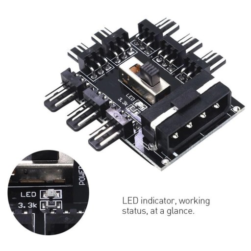 Концентратор вентилятора Molex от 1 до 8x 3-контактный переходник-сплиттер
