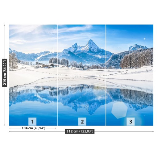 Фотообои Латексные Альпы Зима 312х219 + КЛЕЙ