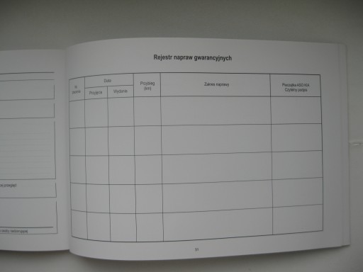 KIA książka serwisowa PL 2010/2011 rok oryginalna