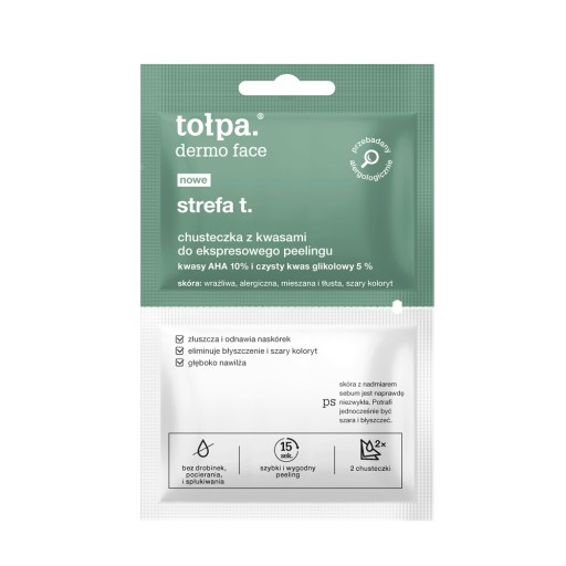 TOŁPA Салфетки-пилинг кислотные для лица от черных точек 2 шт.