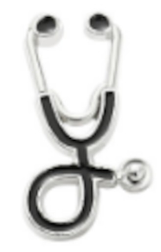СЕРЕБРЯНЫЙ МЕТАЛЛИЧЕСКИЙ ЗНАК СТЕТОСКОП ВРАЧ МЕДСЕСТРА
