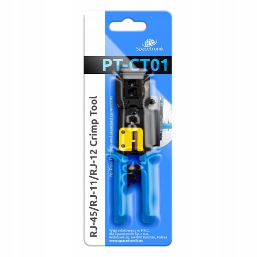 Щипцы для сквозных отверстий для вилок RJ45, RJ12, RJ11. Обжимные клещи Spacetronik.