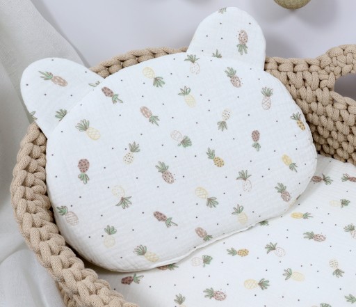 OTULACZ MUŚLINOWY 70X100 CIENKI KOCYK + PODUSZKA TEDDY - ANANASY