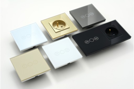 ДВОЙНОЙ WIFI + ПЕРЕКЛЮЧАТЕЛЬ РОЛЬСТАВНИ WIFI TUYA SMART TOUCH СТЕКЛО, ЧЕРНОЕ
