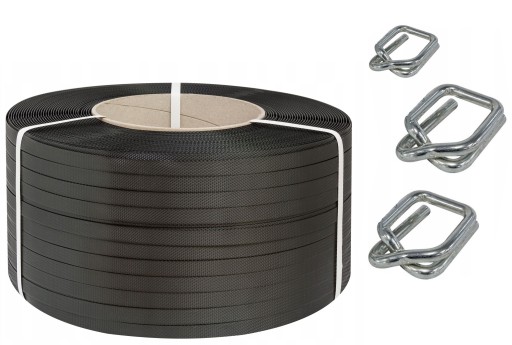 ZESTAW DO spinania PALET biała TAŚMA PP 16mm + ZAPINKI do bandowania