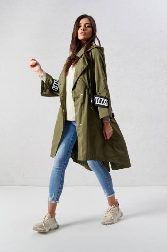 Парка в стиле милитари OVERSIZE с надписью KHAKI L/XL