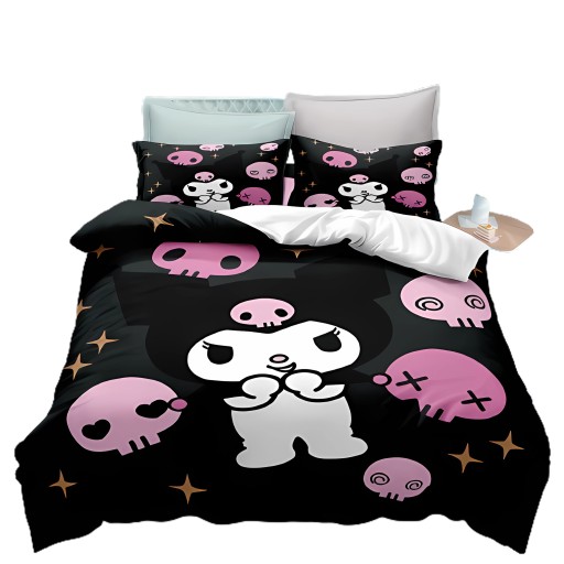 Комплект постельного белья Lovely Kuromi из трех предметов с 3D-печатью 160X200 70x80см