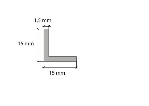KĄTOWNIK ALUMINIOWY 15 x 15 mm SREBRNY anodowany 250cm
