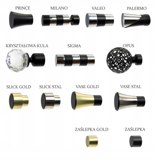 KARNISZ pojedynczy 19mm / 140 cm LUXURY CICHE KÓŁKA wzory 6 KOLORÓW wybór