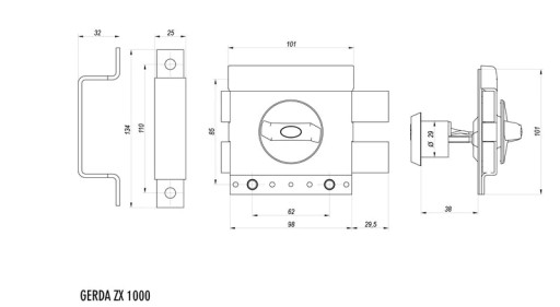 Замок дверной GERDA ZX-1000, сертифицированный, графит