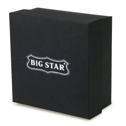 PASEK skórzany MĘSKI BIG STAR do spodni czarny + ETUI 95/110cm