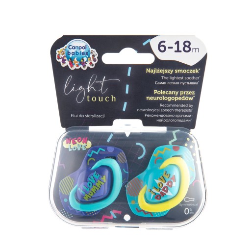 CANPOL SMOCZEK SYMETRYCZNY NEON LOVE 6-18m + ETUI