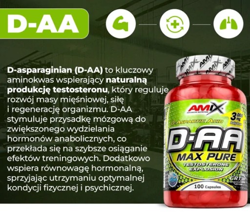 DAA - Kwas D asparaginowy tabletki - Suplement Booster testosteronu libido
