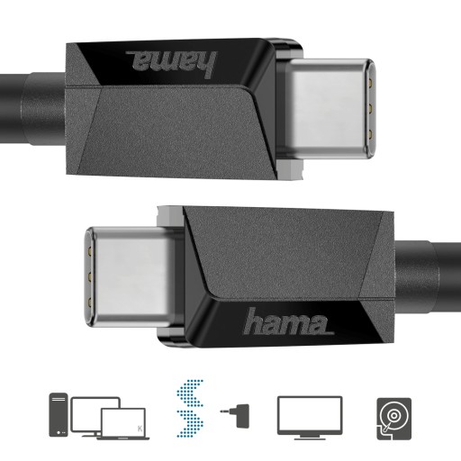 КАБЕЛЬ Hama USB-C — USB-C Gen1, 5 Гбит/с, 0,75 м, черный