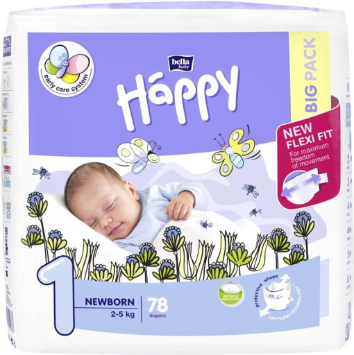 Pieluszki Bella Baby Happy Flexi Fit Newborn (1) 2-5 kg 78szt.