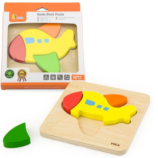 VIGA Pierwsze drewniane Puzzle maluszka Samolot