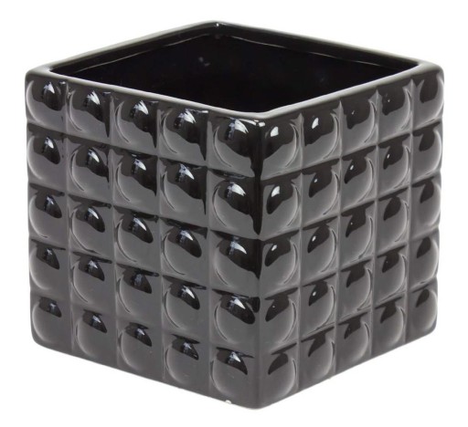 ЧЕРНЫЙ КЕРАМИЧЕСКИЙ цветочный горшок Square Glamour 18 см