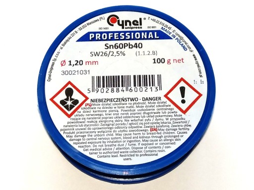Катушка для пайки 100г 1,2мм с флюсом CYNEL Sn60Pb40/SW26