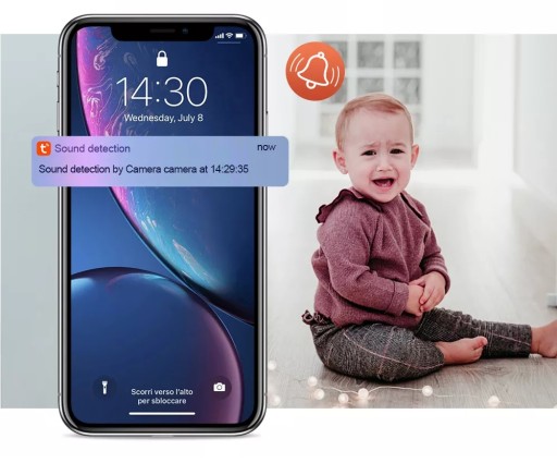 ЭЛЕКТРОННАЯ ВРАЩАЮЩАЯСЯ КАМЕРА НЯНЯ ДАТЧИК ТЕМПЕРАТУРЫ WIFI TUYA SMART PL